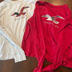 Hollister Kids Long Sleeve Tees - Red and White